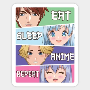 Eat Sleep Anime Repeat Sticker